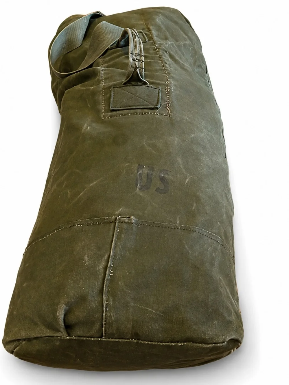 Vintage olive green canvas duffle bag